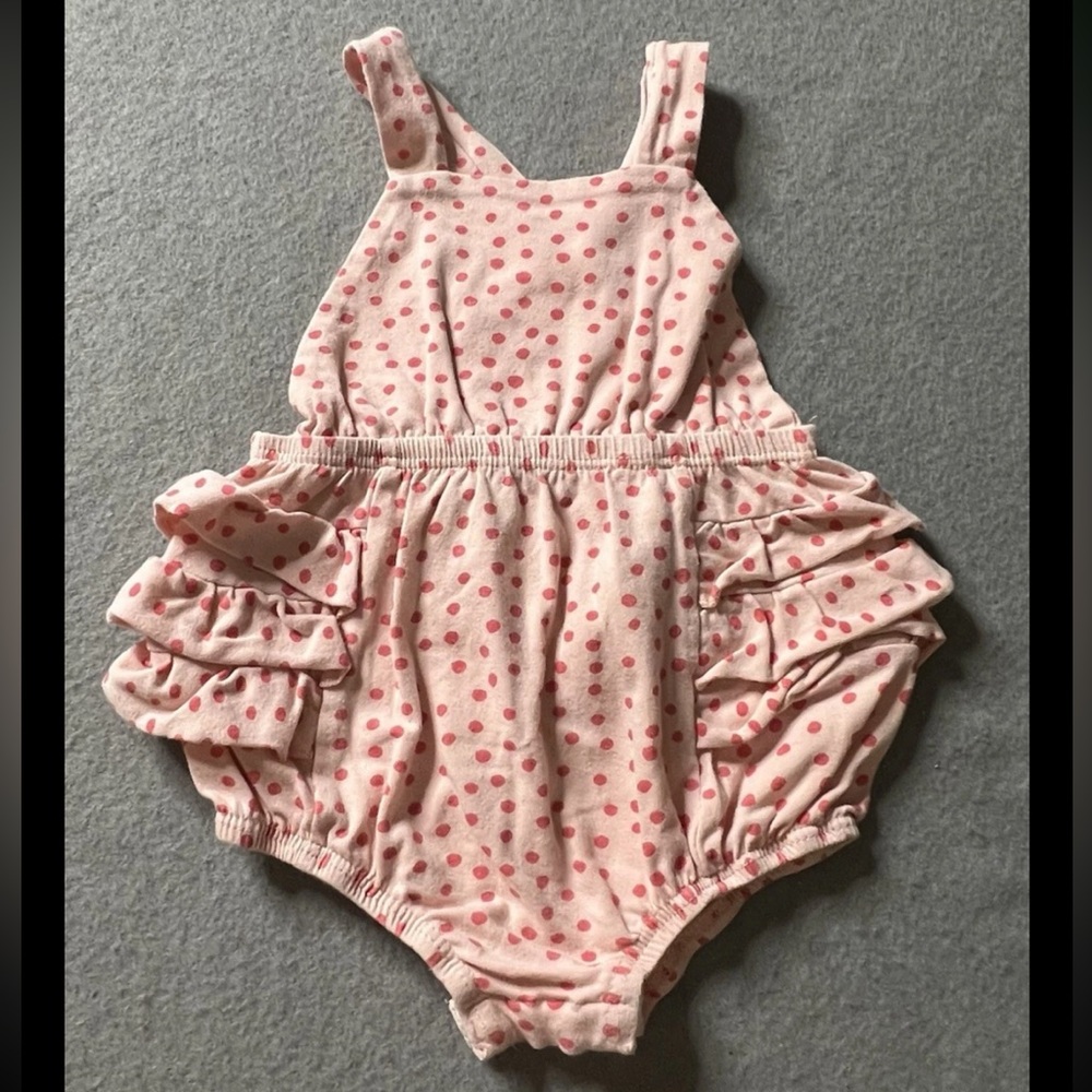 Alice + Ames Bubble Romper Girls 2T Pink Polka Dots Frills Whimsical Cottage